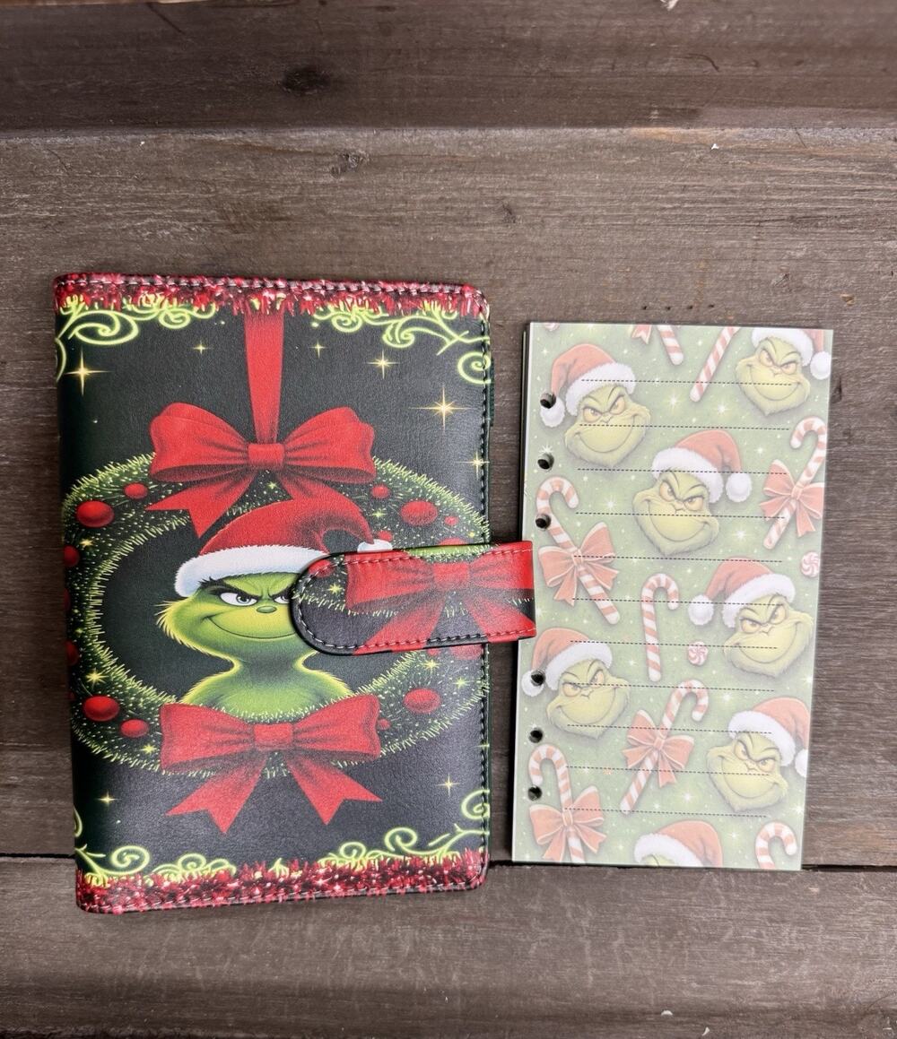 Grinch A6 6 Ring Soft Binder, & Paper